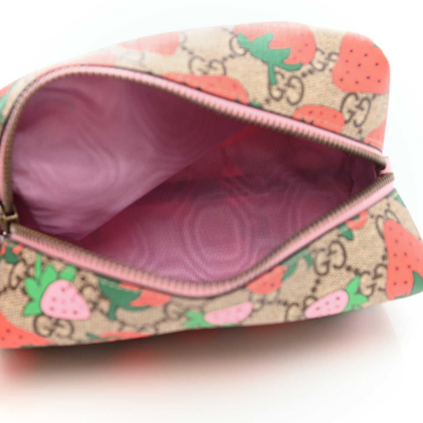 GG Supreme Monogram Strawberry Cosmetic Case