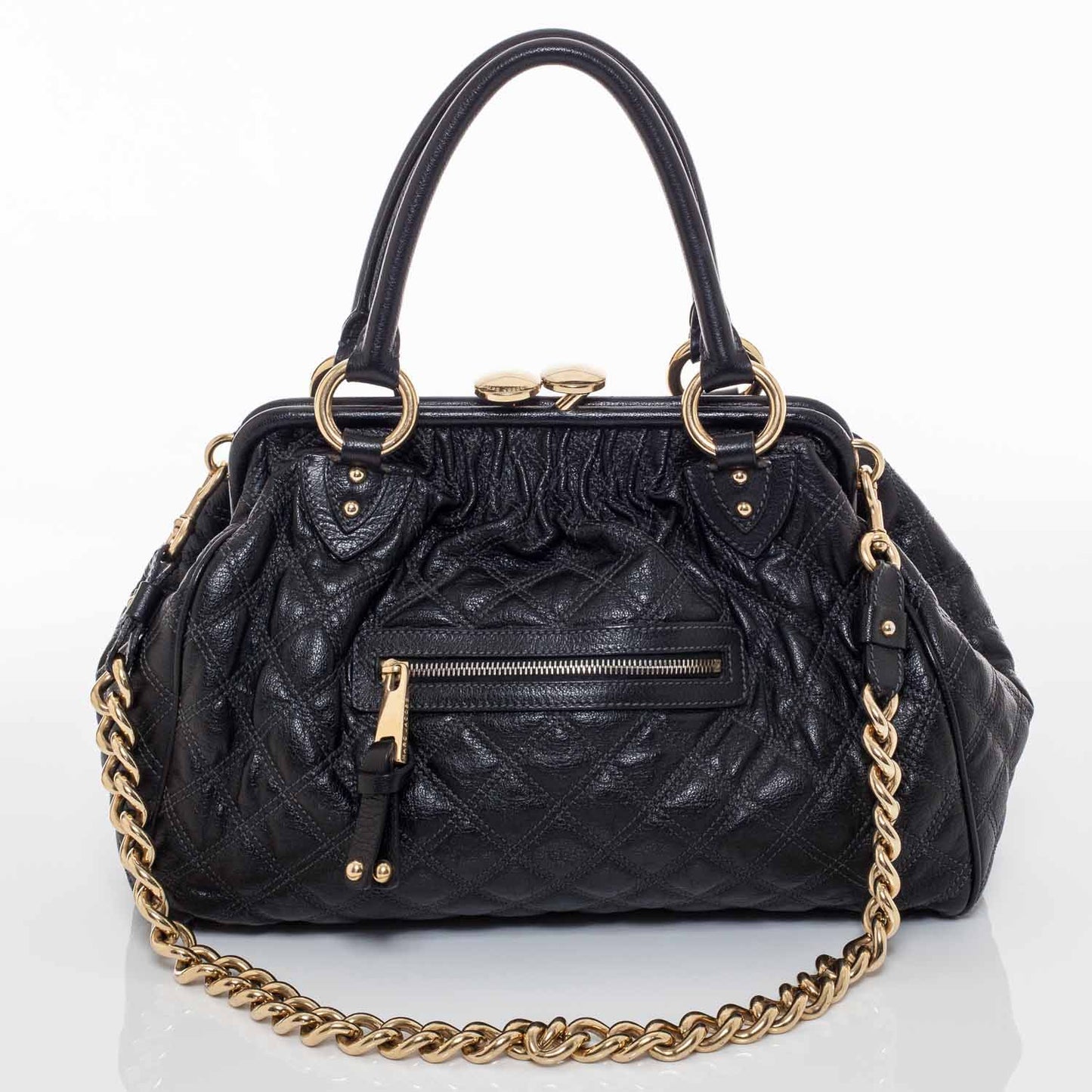 Quilted Leather Stam Black