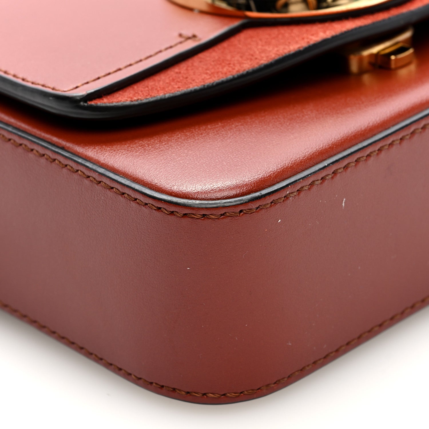 Chloe Shiny Calfskin Suede Mini C Double Carry Sepia Brown 8 of 9