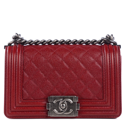 Chanel Caviar Quilted Small Boy Flap Bag Dark Red 1 of 8