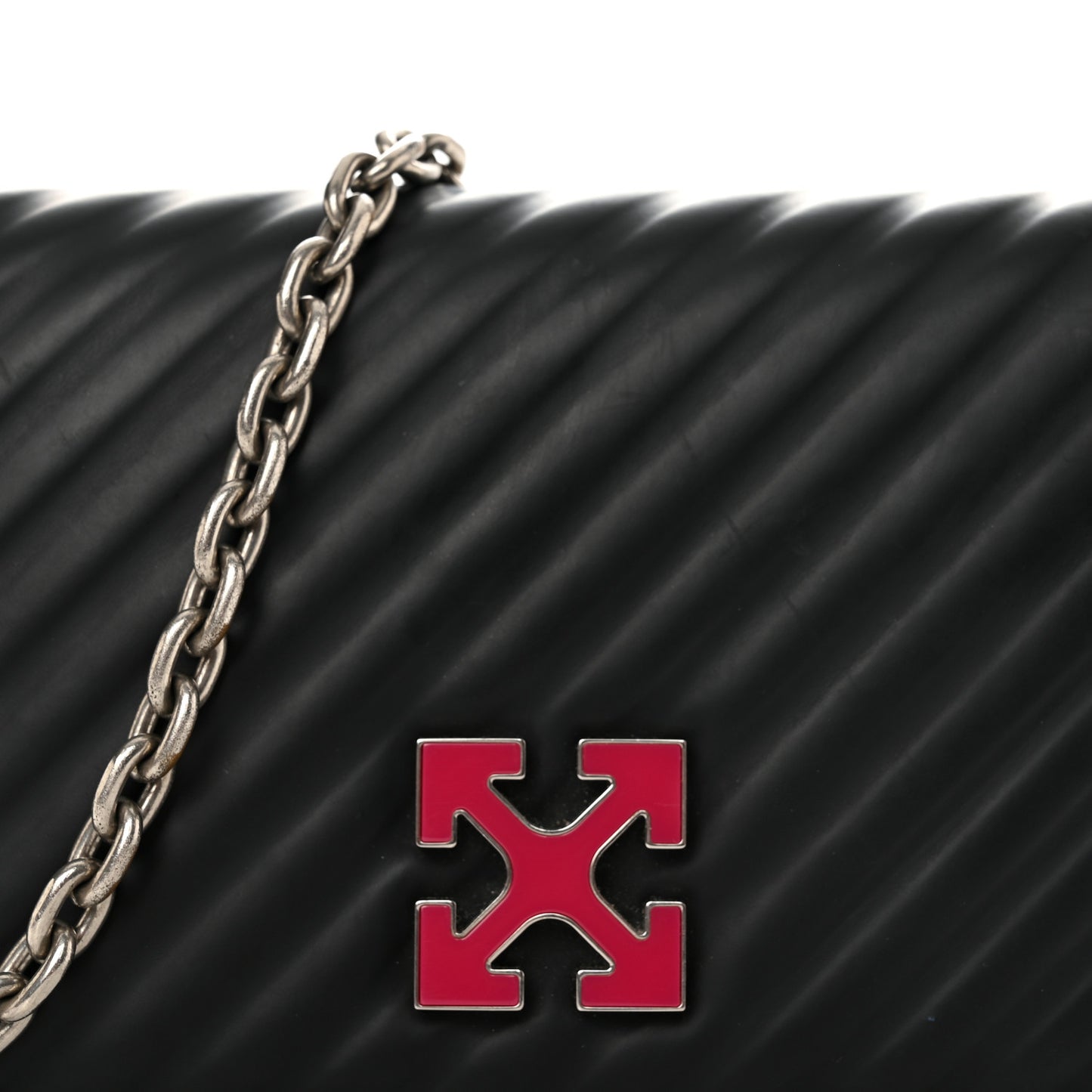 OFF WHITE Calfskin Diagonal Quilted Jitney 0.5 Crossbody Bag Black