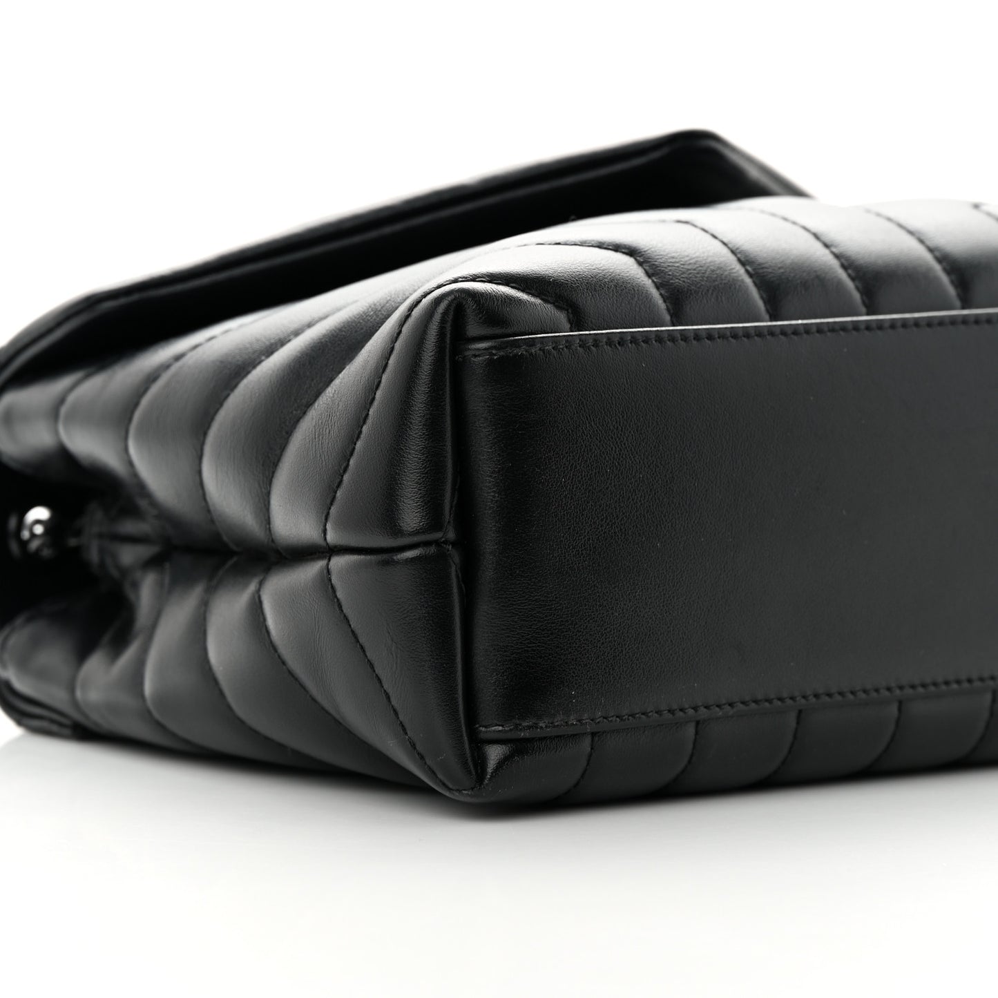 Calfskin Y Quilted Monogram Monochrome Small Loulou Chain Satchel Black