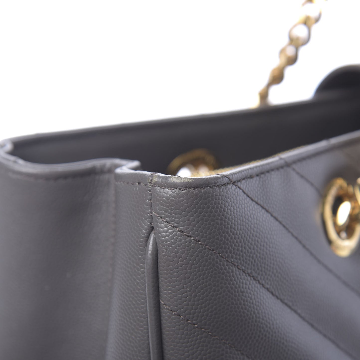 Grain De Poudre Matelasse Chevron Monogram Shopping Bag Fog