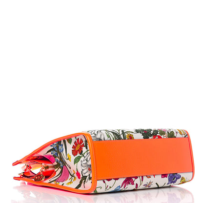 Gucci Canvas Medium Flora Tote White Multicolor Orange Fluo 5 of 10