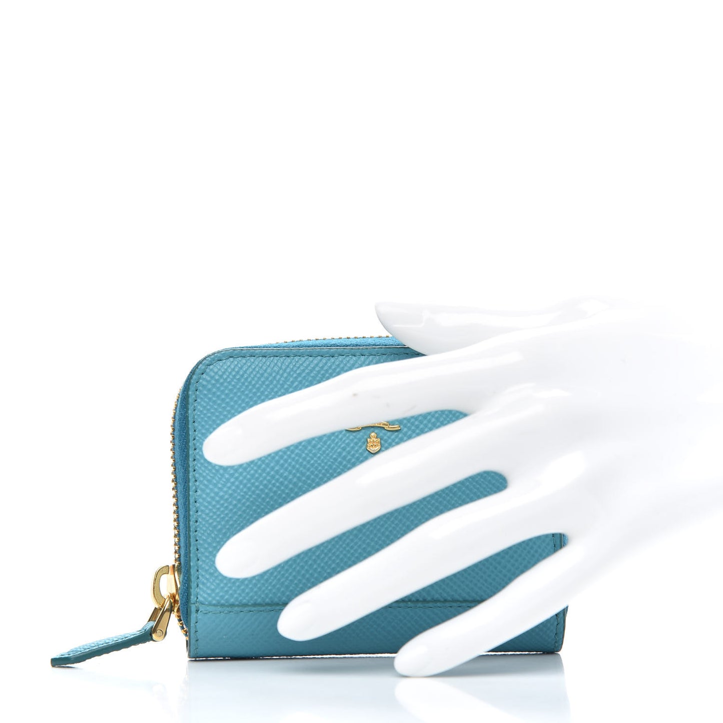 Saffiano Metal Zip Coin Purse Turchese