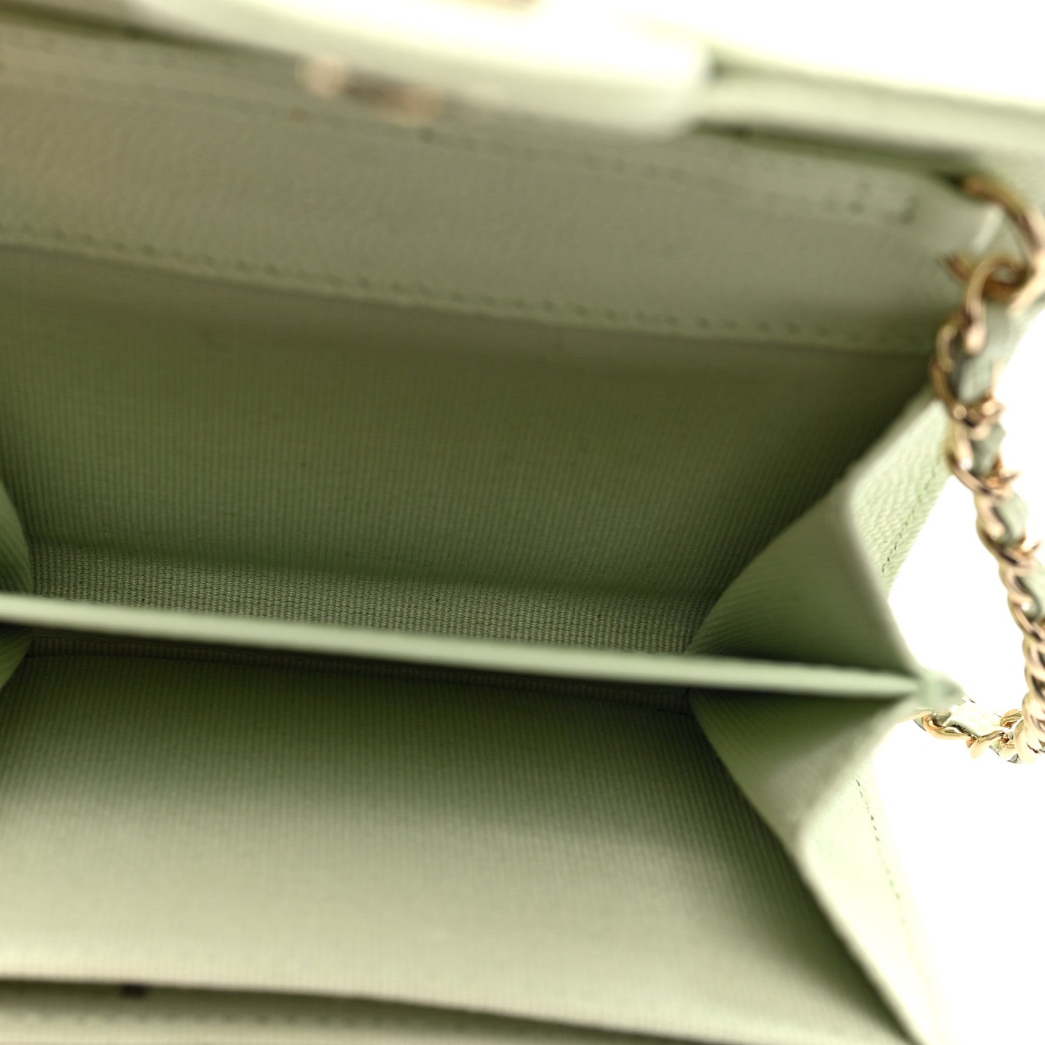 Chanel Caviar Quilted Flap Card Holder On Chain Light Green 5 of 10