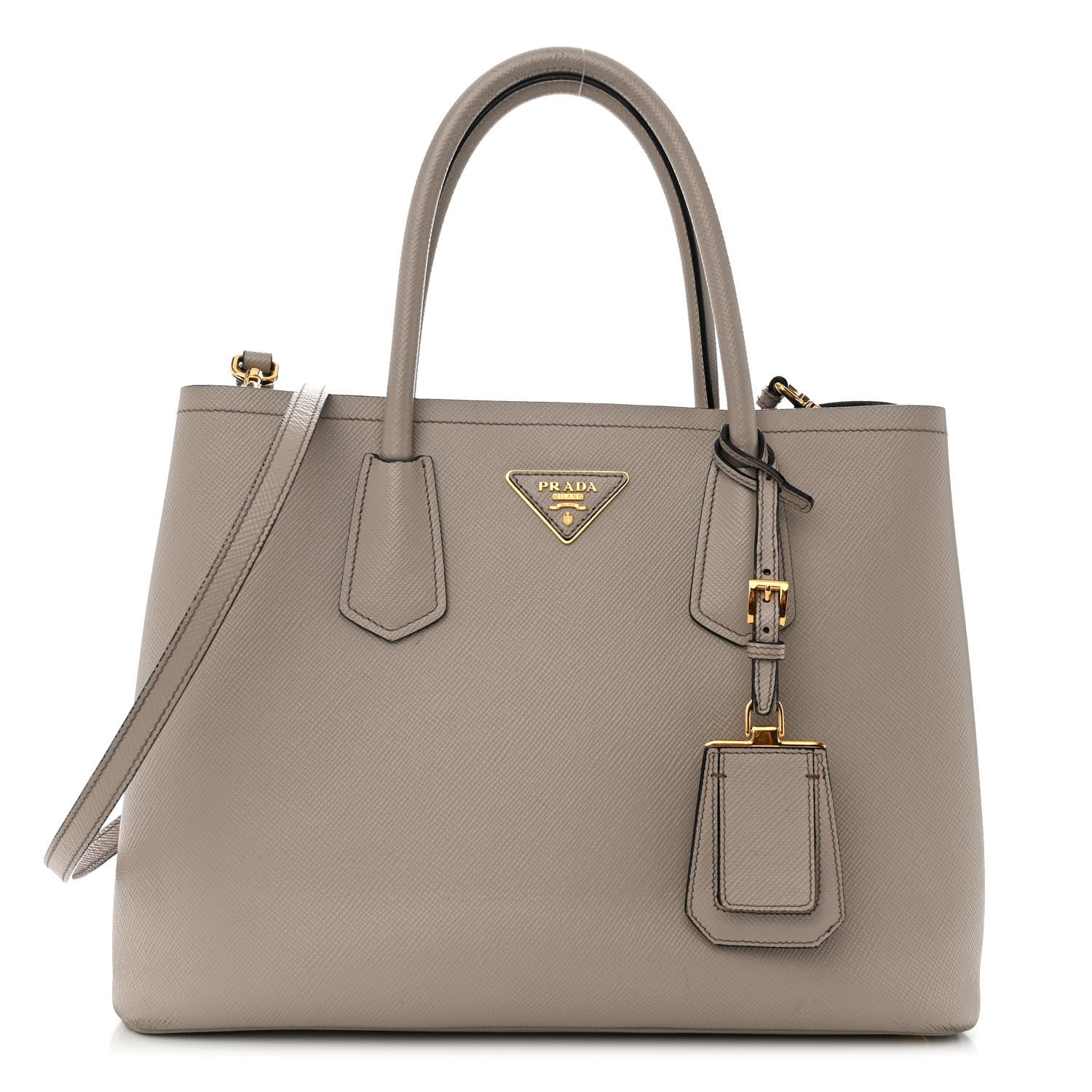 Prada Saffiano Cuir Small Double Bag Pomice 1 of 13