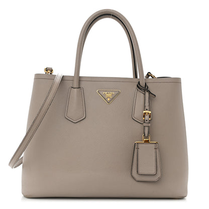 Prada Saffiano Cuir Small Double Bag Pomice 1 of 13