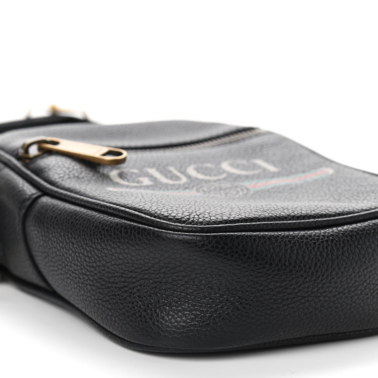 Gucci Grained Calfskin Mini Logo Messenger Bag Black 8 of 9