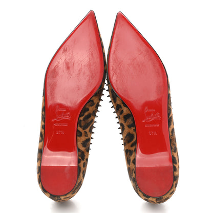 Christian Louboutin Veau Velours Studded Anjalina Flats 37.5 Leo Gun Metal 5 of 12