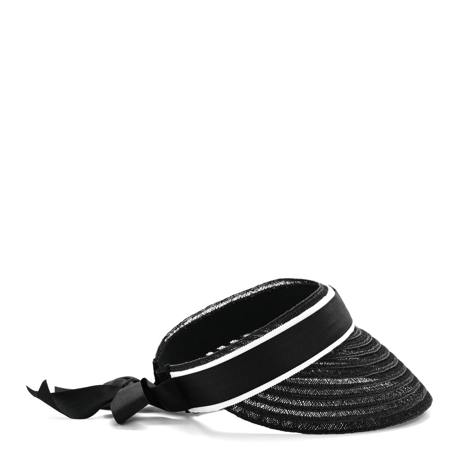 Chanel Abaca Cotton Ribbon Visor M Black 5 of 8
