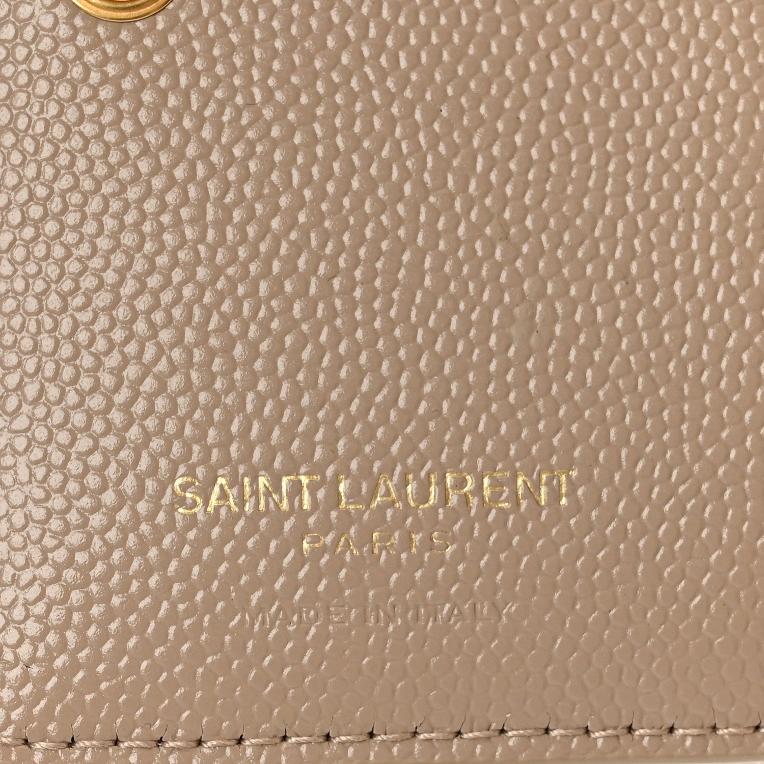 Saint Laurent Grain De Poudre Matelasse Chevron Monogram Zipped Card Case Dark Beige 6 of 10