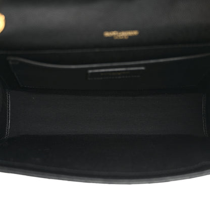 Saint Laurent Grain De Poudre Textured Mixed Matelasse Triquilt Medium Monogram Satchel Black 5 of 10