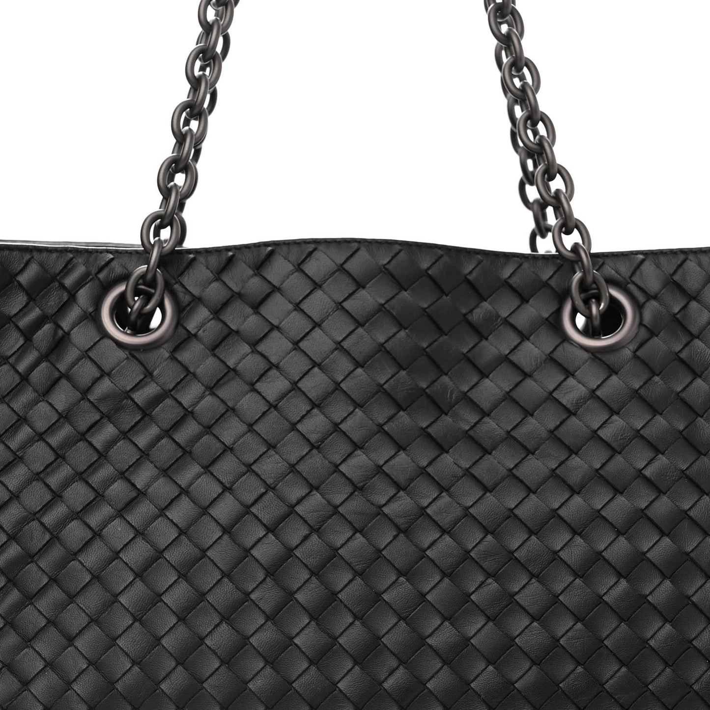 Nappa Intrecciato Large Classic Chain Strap Tote Black