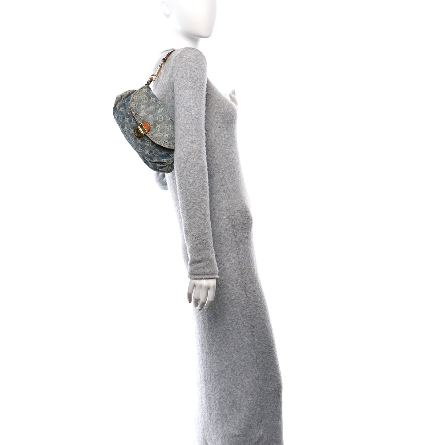 Monogram Denim Mini Pleaty Blue