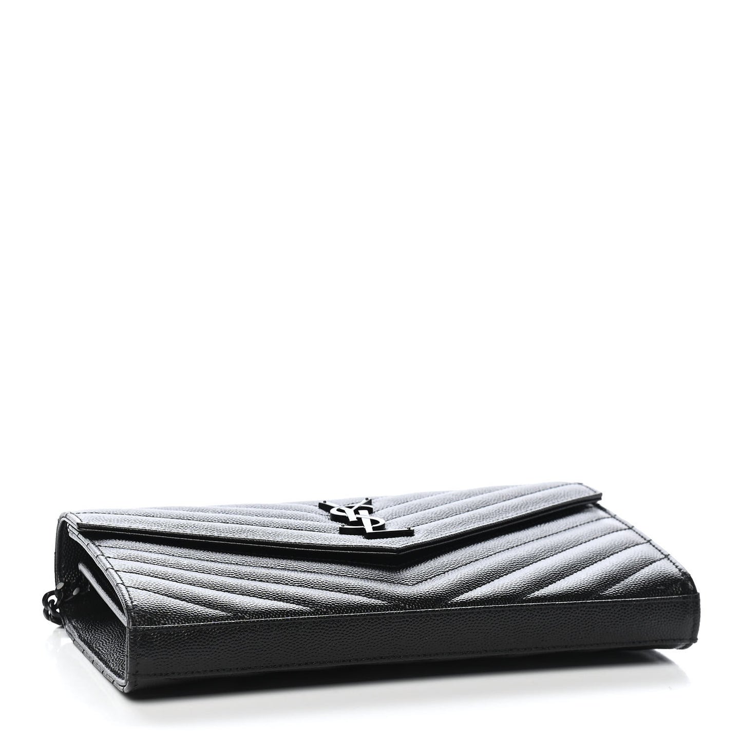 Grain De Poudre Matelasse Chevron Monogram Chain Wallet Black