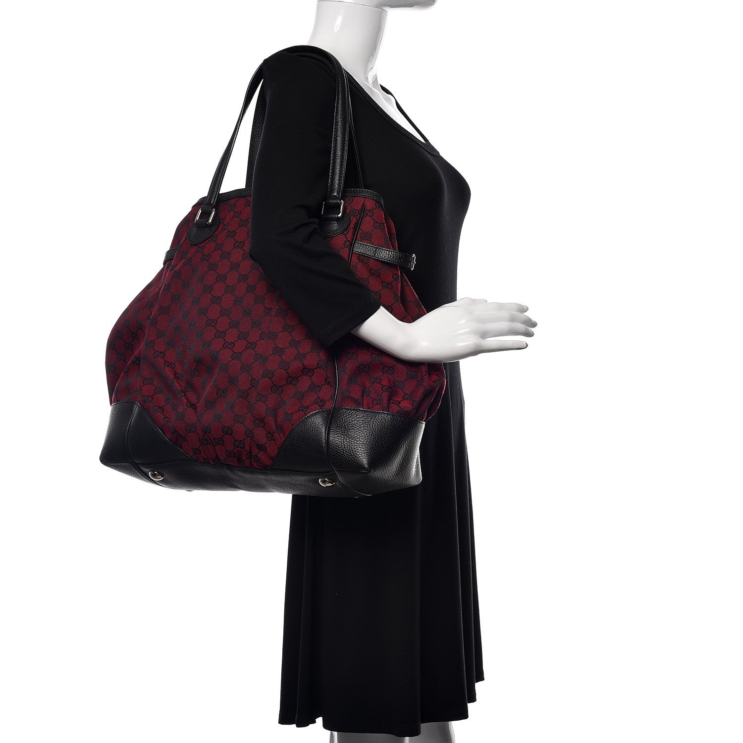 Gucci Monogram Full Moon Tote Red Black 2 of 11