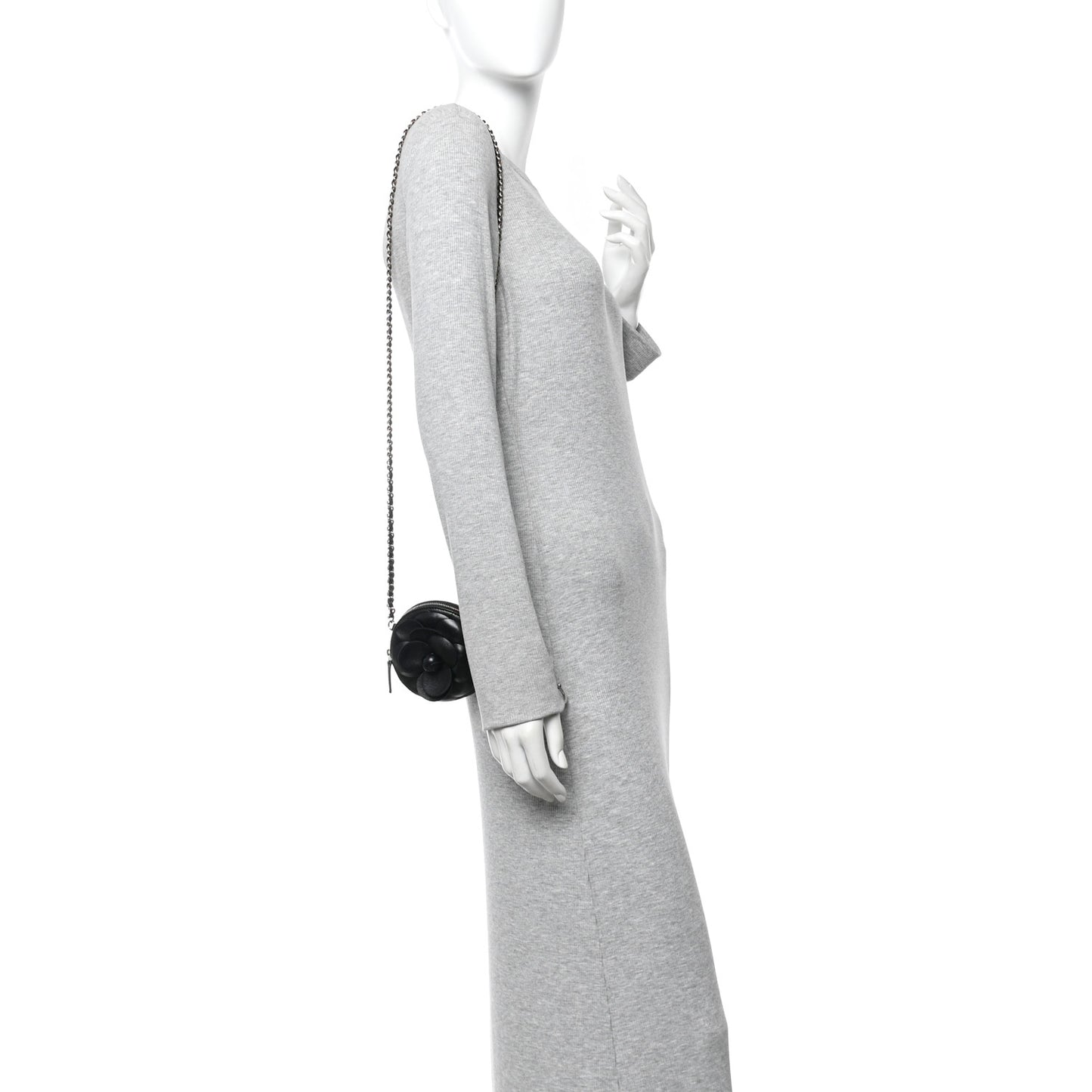 Lambskin Mini Camellia Bouquet Clutch With Chain Black