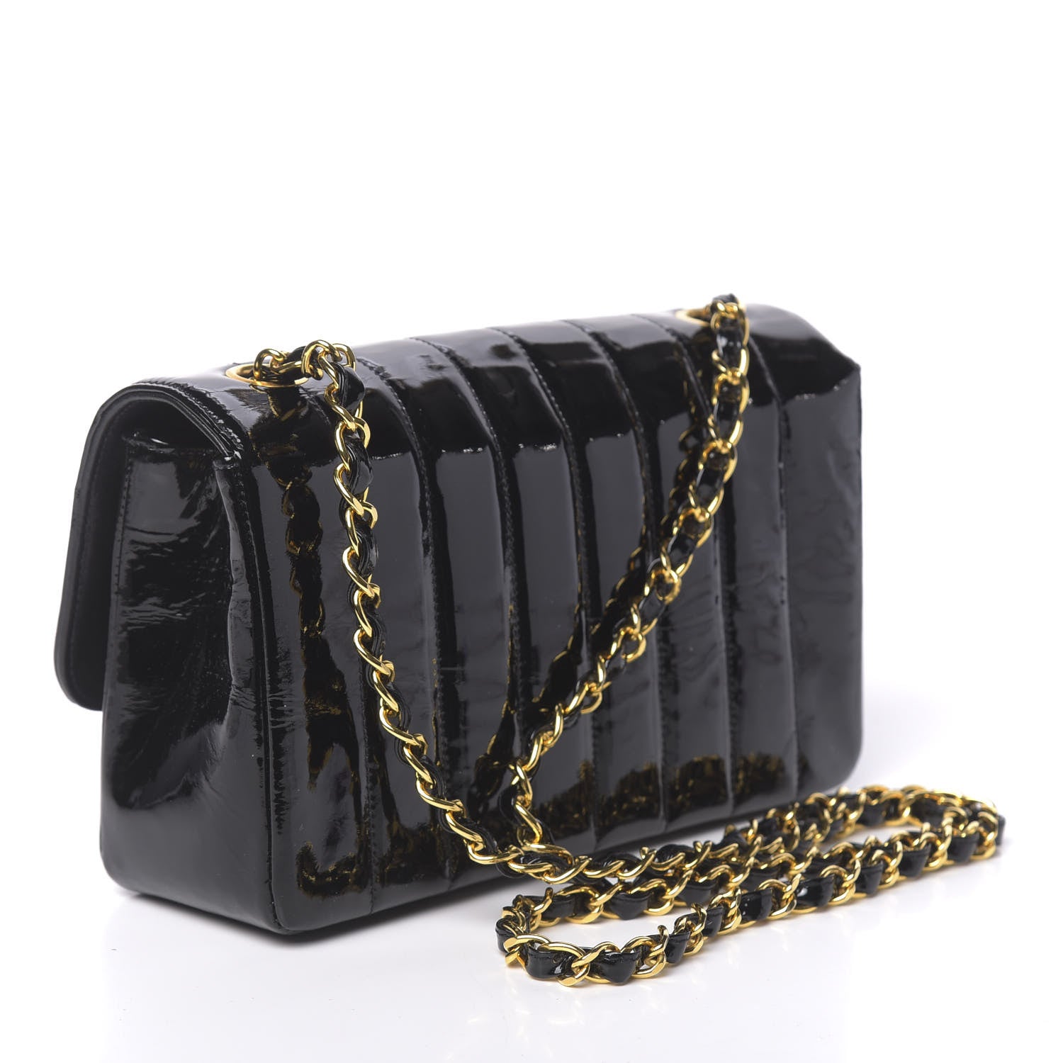 Chanel Patent Vertical Quilted Mini Rectangular Flap Black 3 of 12