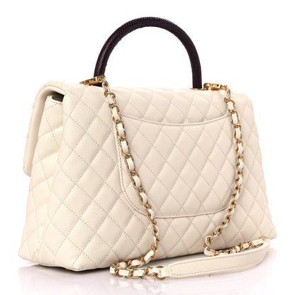Chanel Caviar Lizard Quilted Medium Coco Handle Flap Ivory 2 of 8