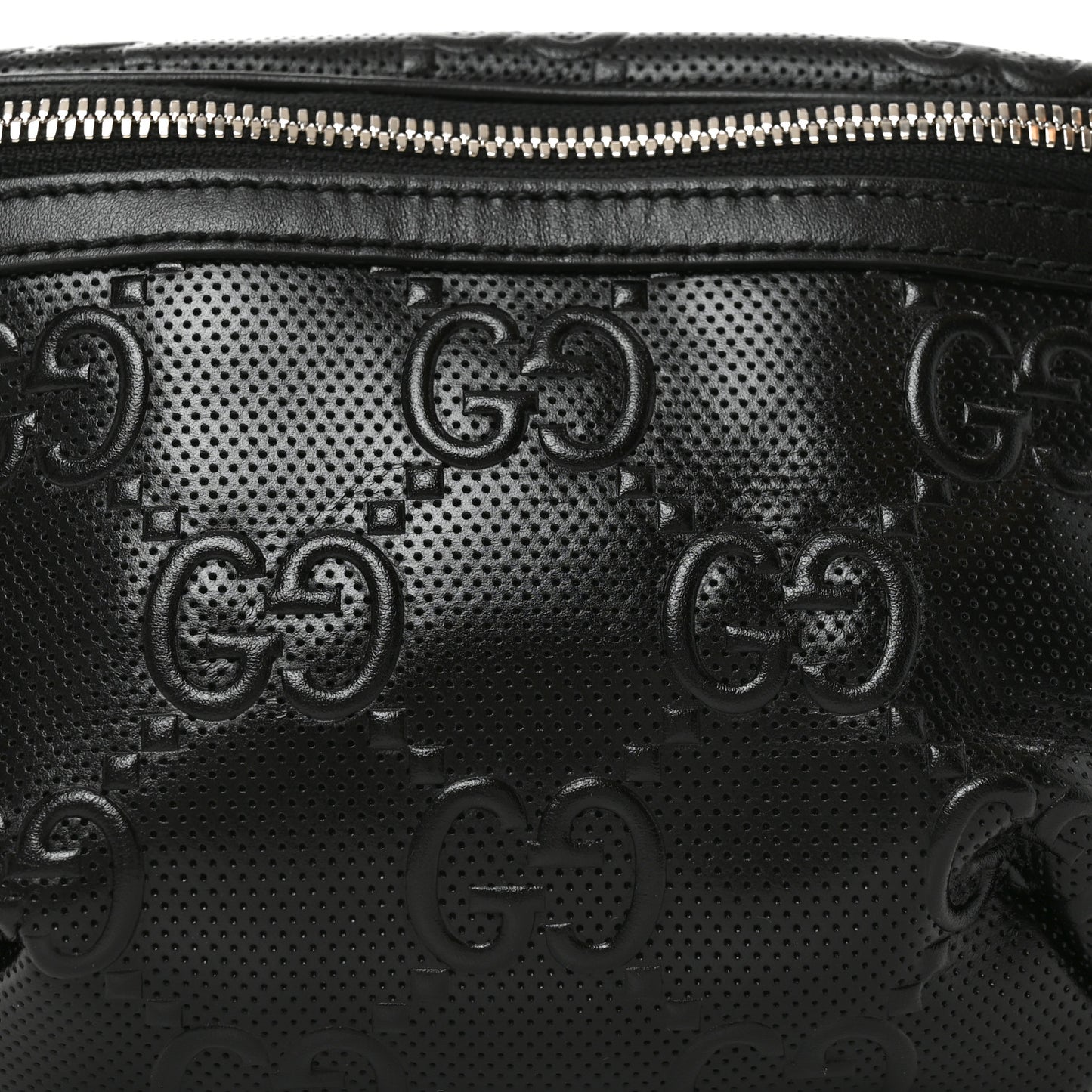 Calfskin GG Tennis Embossed Belt Bag Black