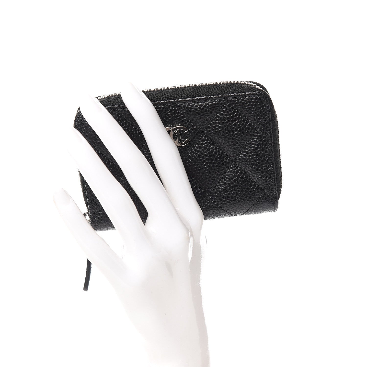 Chanel Caviar Quilted Zip Coin Purse Black 2 of 8