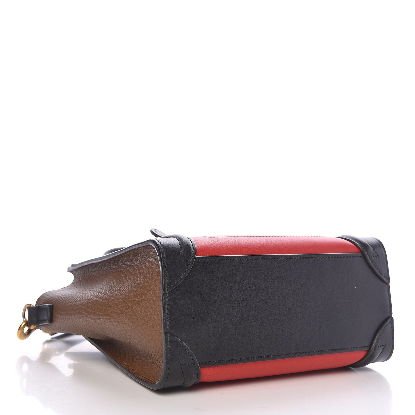 Calfskin Bullhide Nano Tri-Color Luggage Bright Red