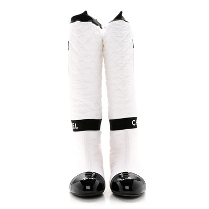 Chanel Mixed Fibers Lambskin Patent Calfskin Convertible High Boots 38 White 2 of 15