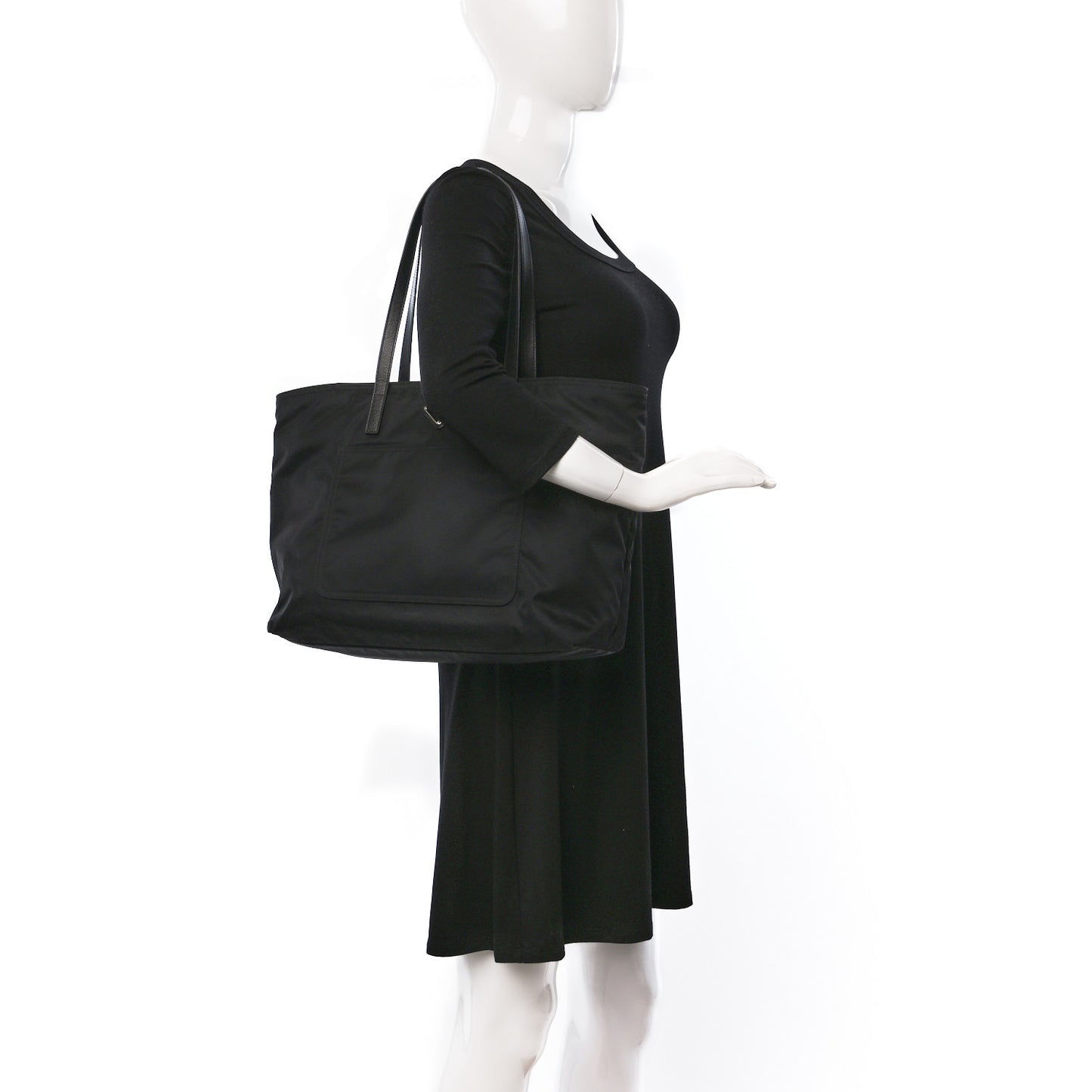 Tessuto Nylon Vela Saffiano Tote Black