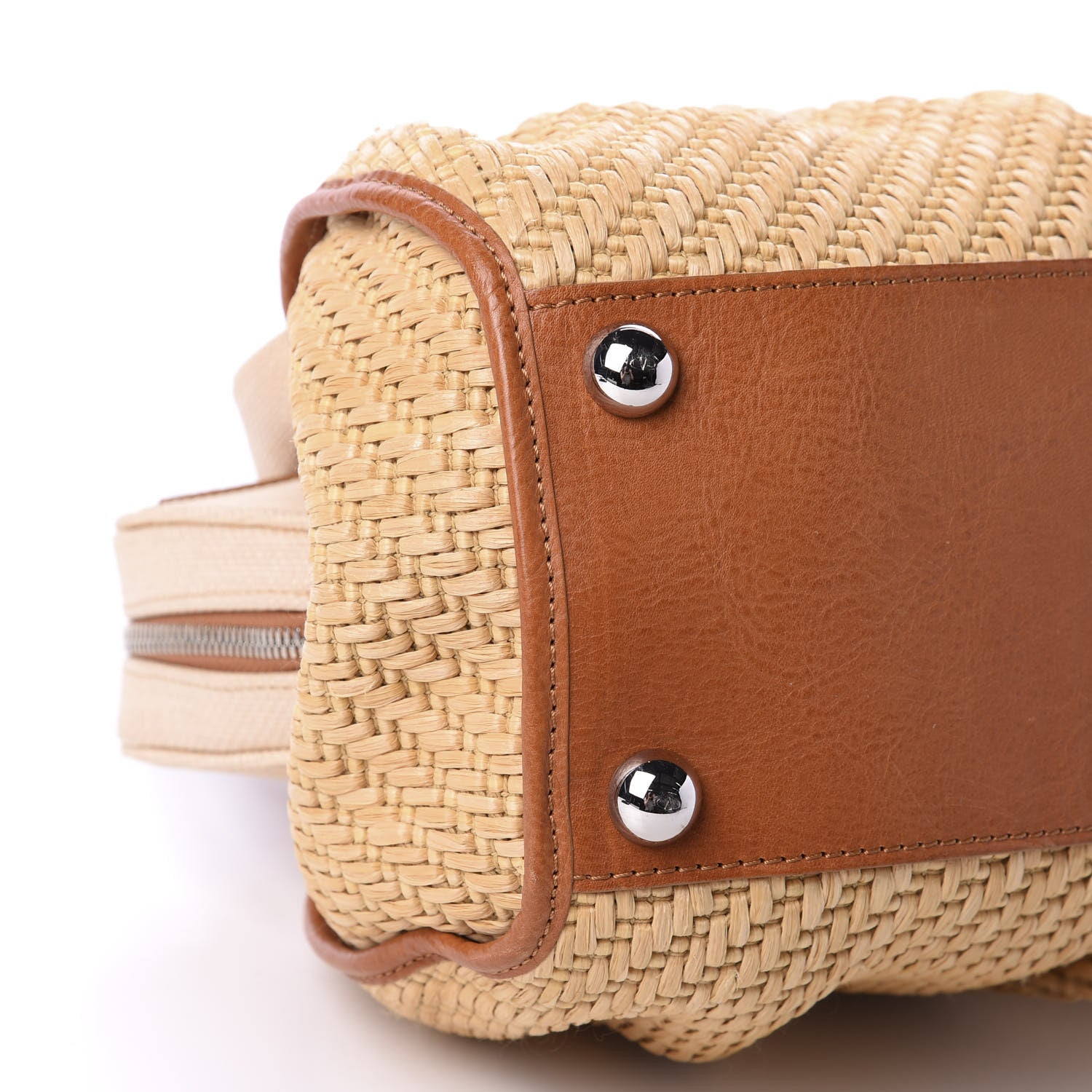 Valentino Garavani Raffia Lacca Fleur Frame Satchel Natural 6 of 9