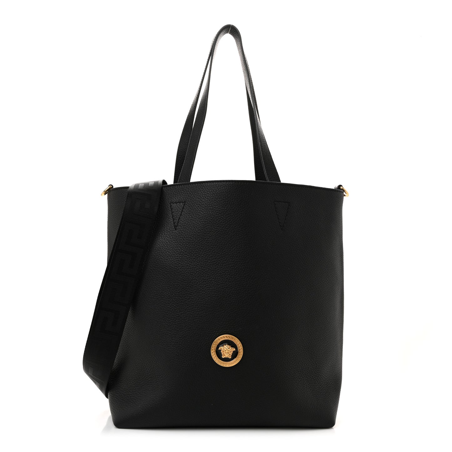 Grained Calfskin La Medusa Convertible Tote Bag Black