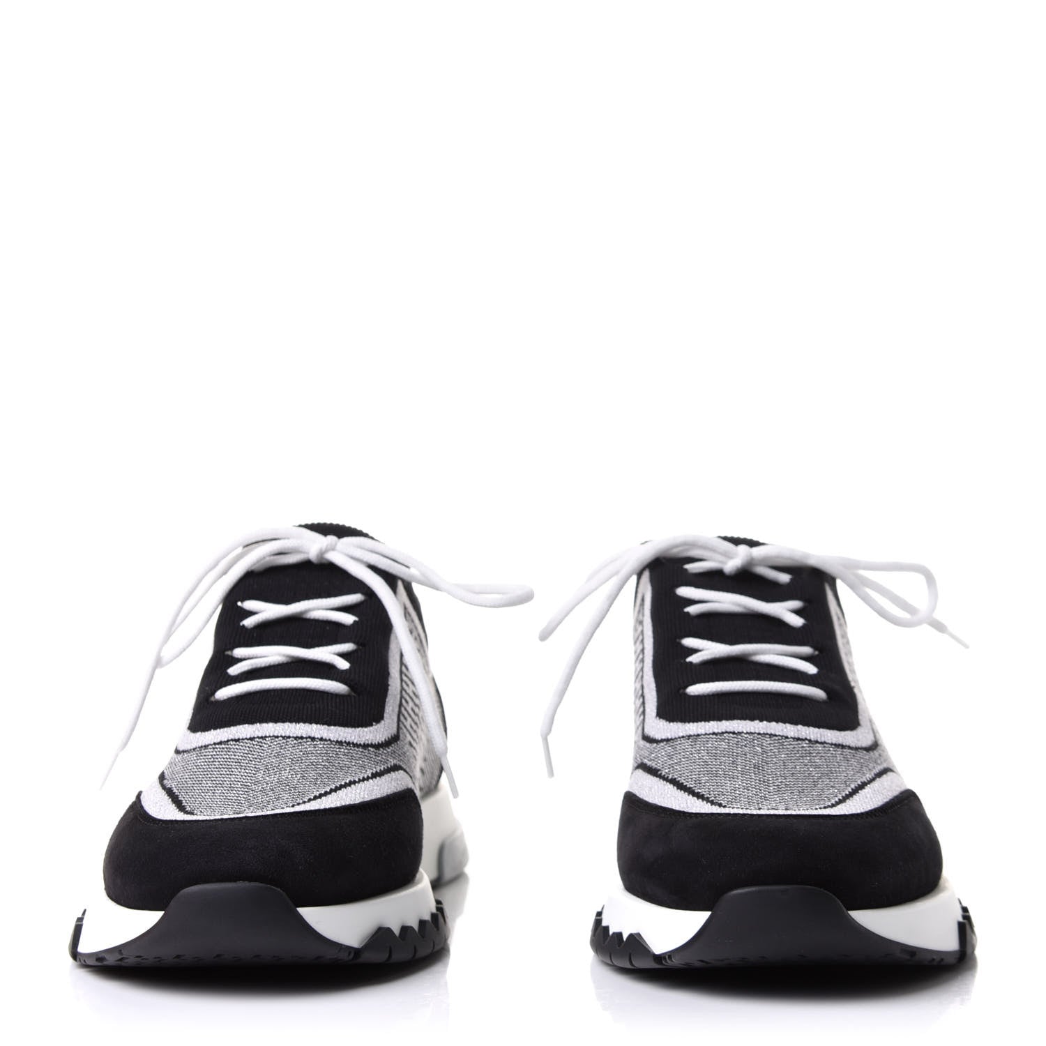 Hermes Knit Bi-Color Womens Addict Sneakers 39.5 Black White 2 of 9