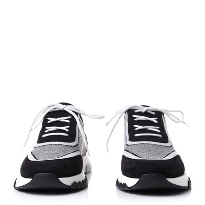 Hermes Knit Bi-Color Womens Addict Sneakers 39.5 Black White 2 of 9