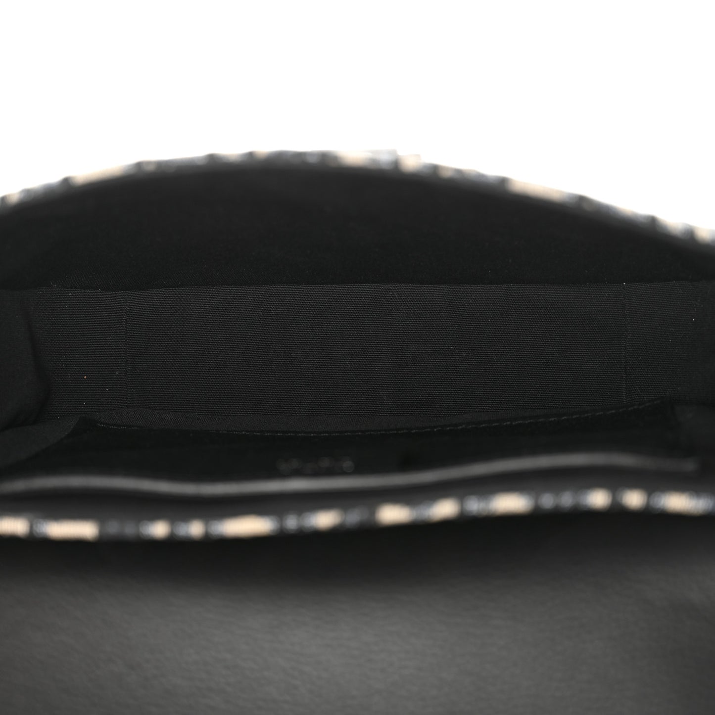 Oblique Jacquard Grained Calfskin Small Saddle Messenger Bag Beige Black