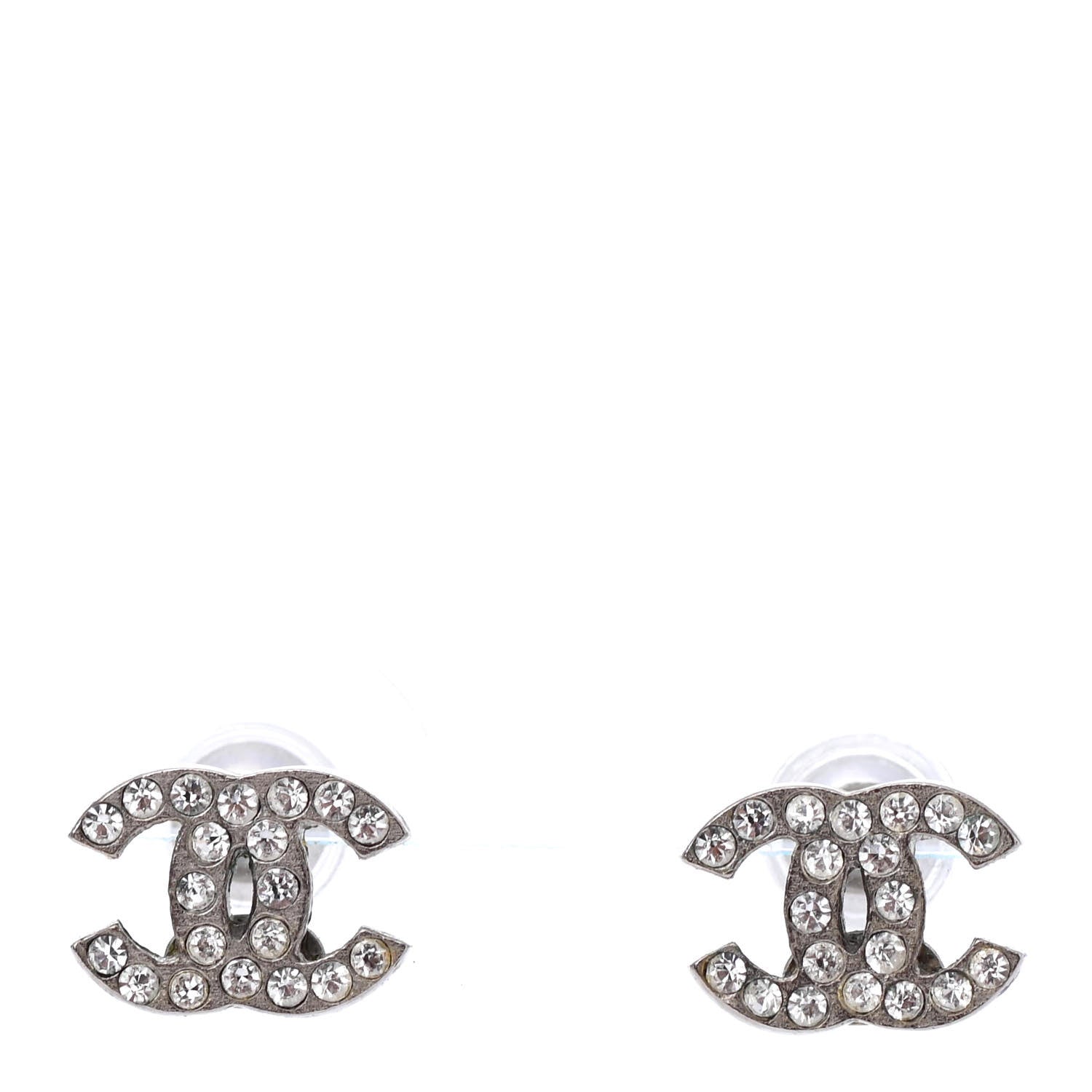 Chanel Crystal Mini Timeless CC Earrings Silver 1 of 4