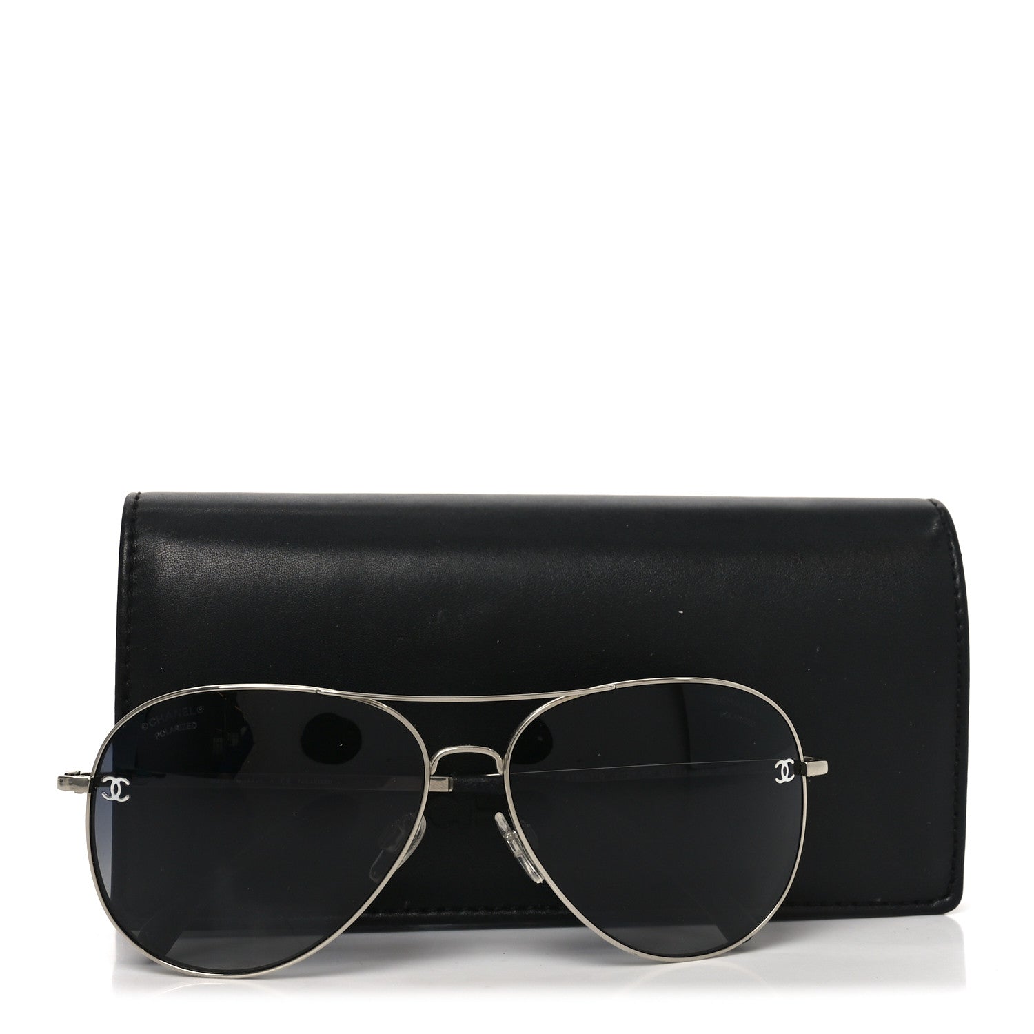 Chanel Metal Polarized CC Aviator Sunglasses 4189-T-Q Silver 7 of 7