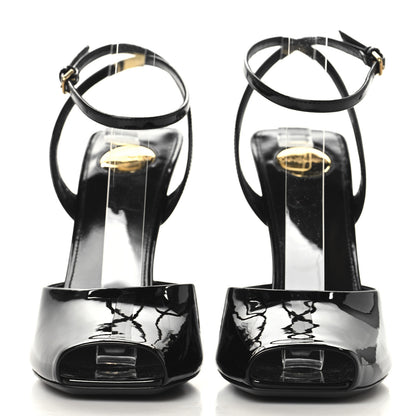 Saint Laurent Patent Calfskin La Scandale 110 Sandals 38 Black 3 of 10