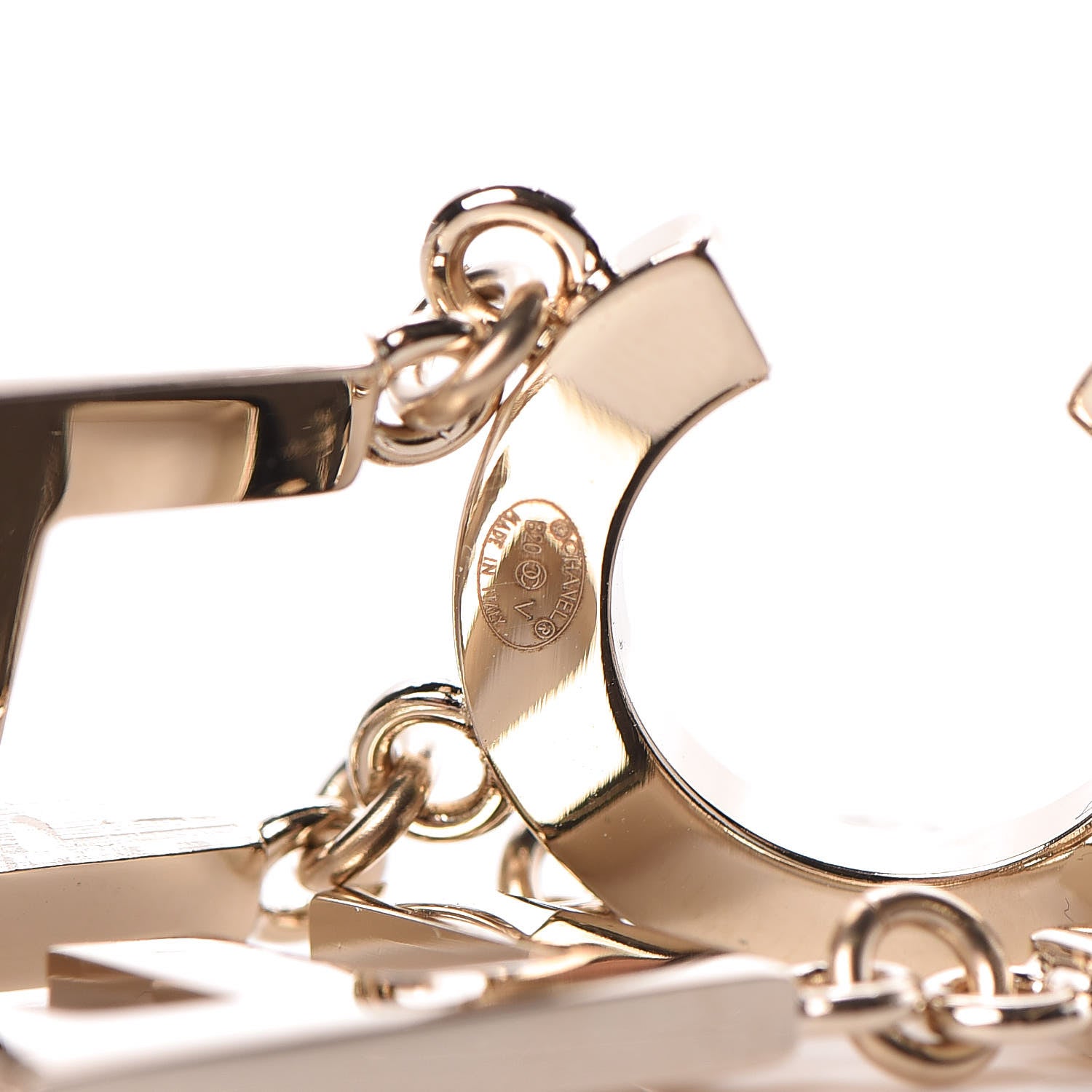 Chanel Metal Cha-Nel Logo Drop Earrings Gold 3 of 5