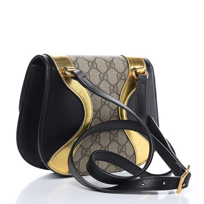 Gucci GG Supreme Monogram Small Osiride Shoulder Bag Black Gold 3 of 11