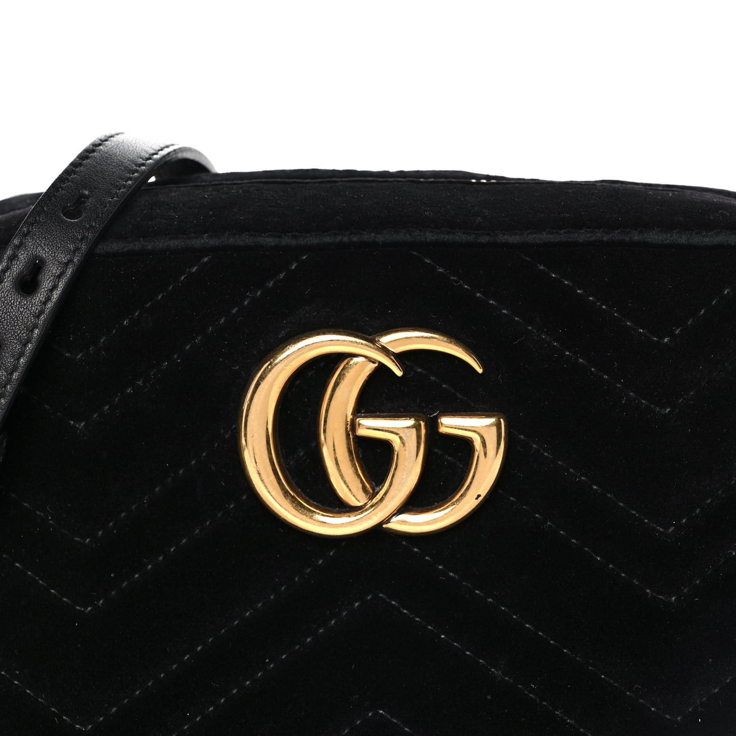 Velvet Matelasse Small GG Marmont Chain Shoulder Bag Black