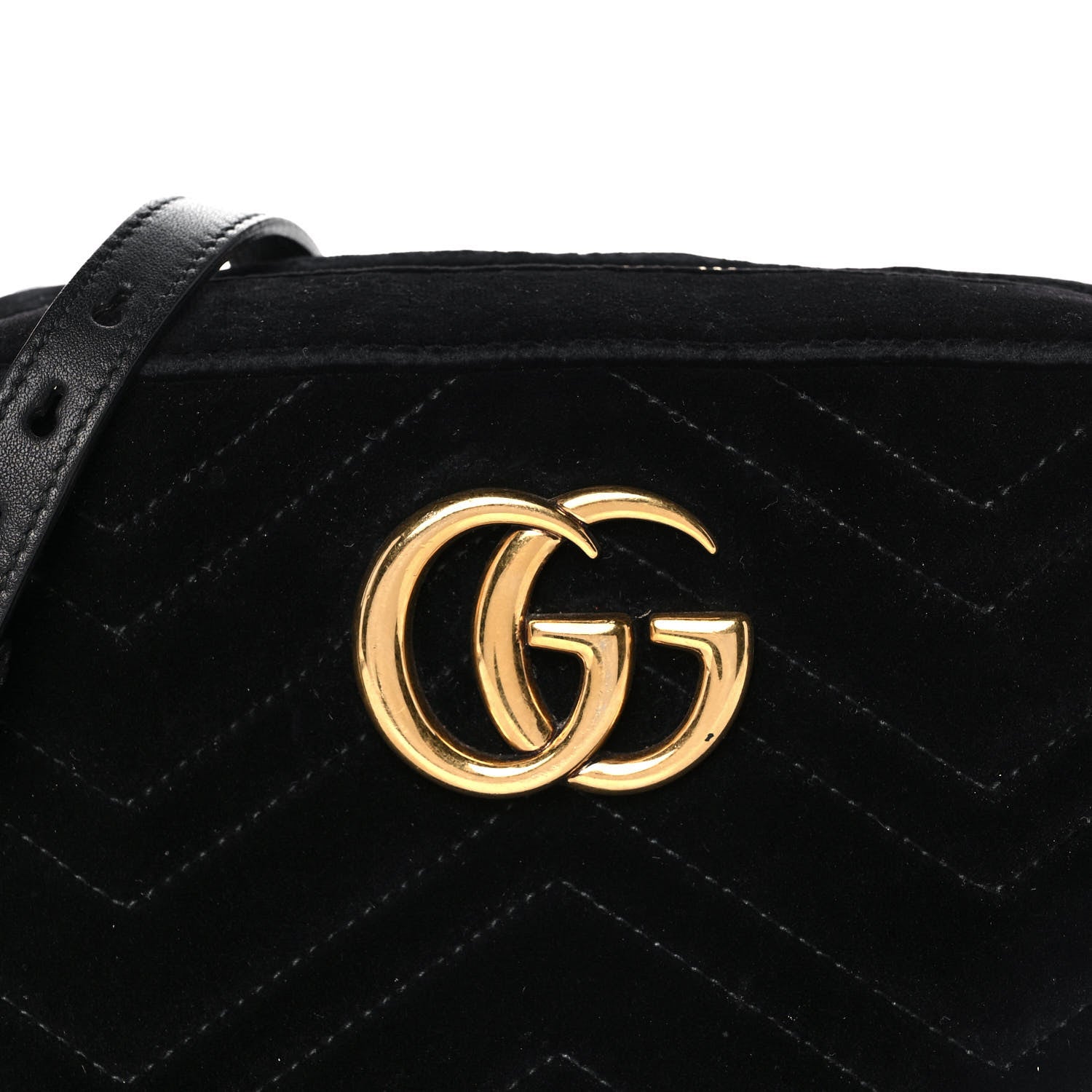 Gucci Velvet Matelasse Small GG Marmont Chain Shoulder Bag Black 9 of 15