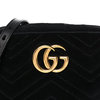 Gucci Velvet Matelasse Small GG Marmont Chain Shoulder Bag Black 9 of 15