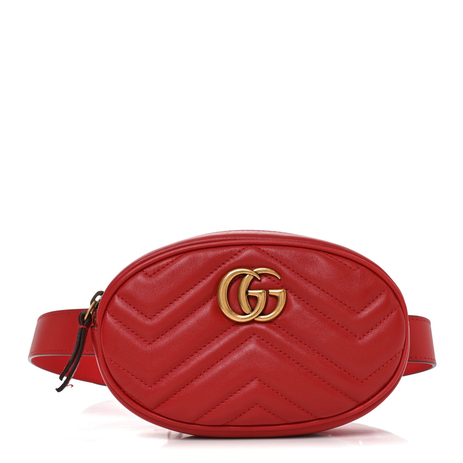 Gucci Calfskin Matelasse GG Marmont Belt Bag 75 30 Hibiscus Red 1 of 9