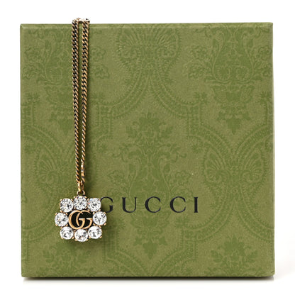 Gucci Crystal Embellished Double G Necklace Aged Gold 5 of 5