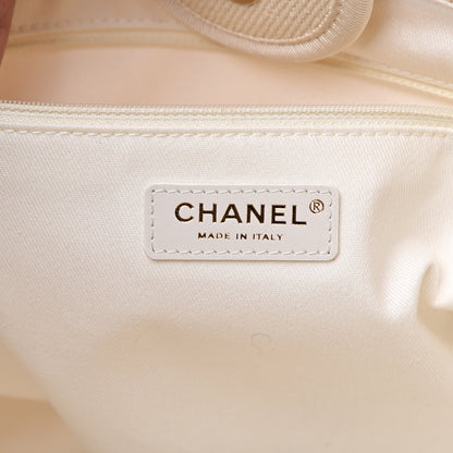 Chanel Canvas Pearl Medium Deauville Tote Ecru Beige 5 of 9