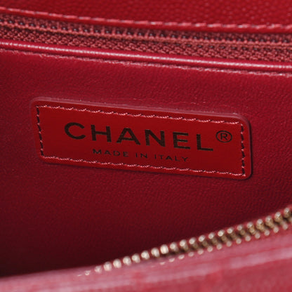 Chanel Caviar Lizard Embossed Quilted Small Coco Handle Flap Burgundy 6 of 9