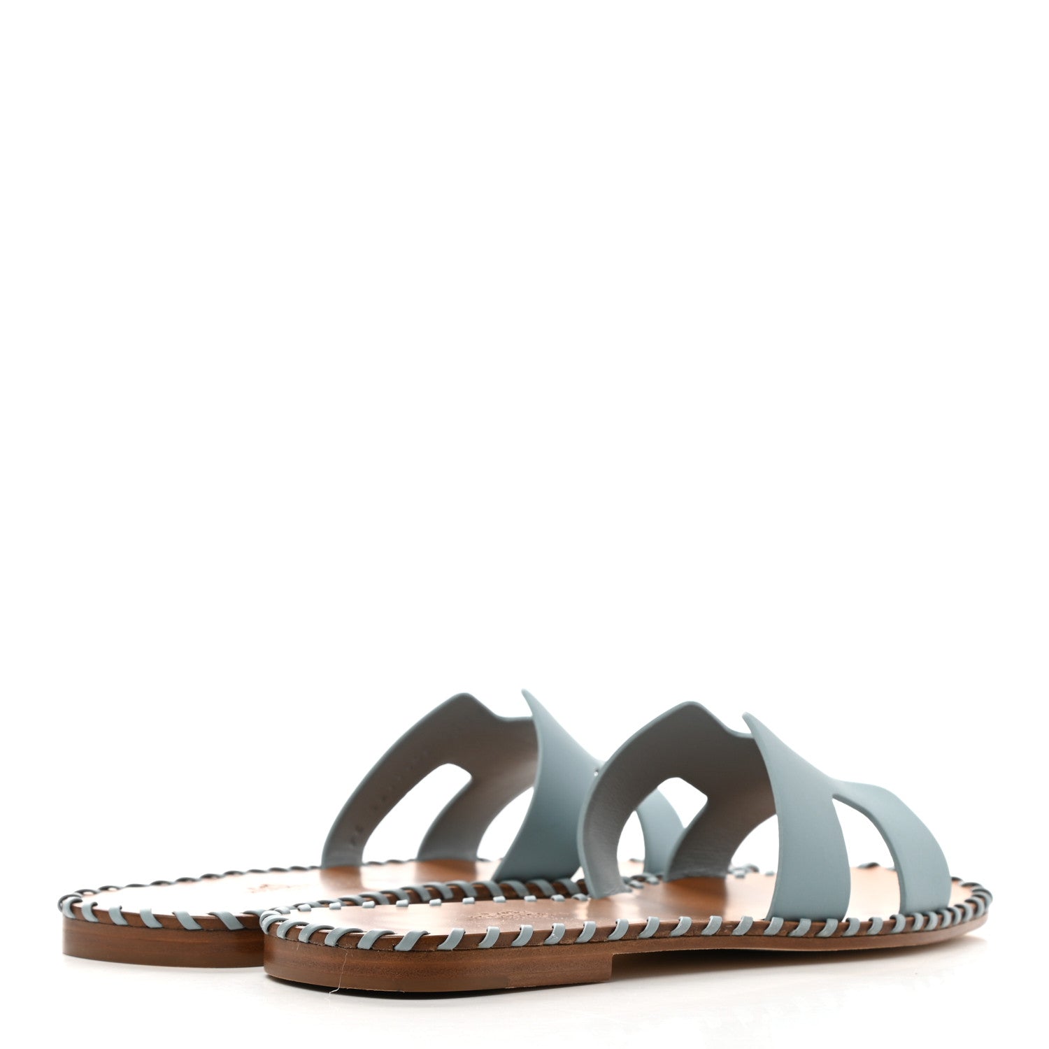 Hermes Calfskin Braided Oran Sandals 35.5 Vert D'Eau 4 of 9