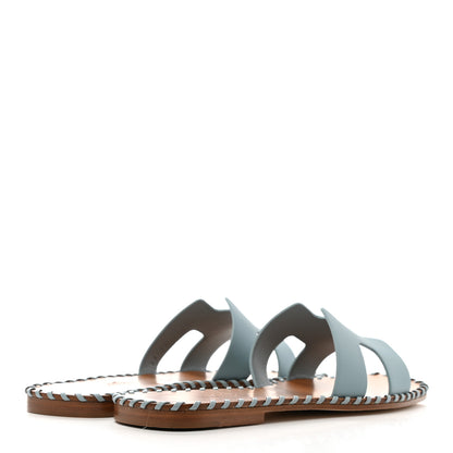 Hermes Calfskin Braided Oran Sandals 35.5 Vert D'Eau 4 of 9