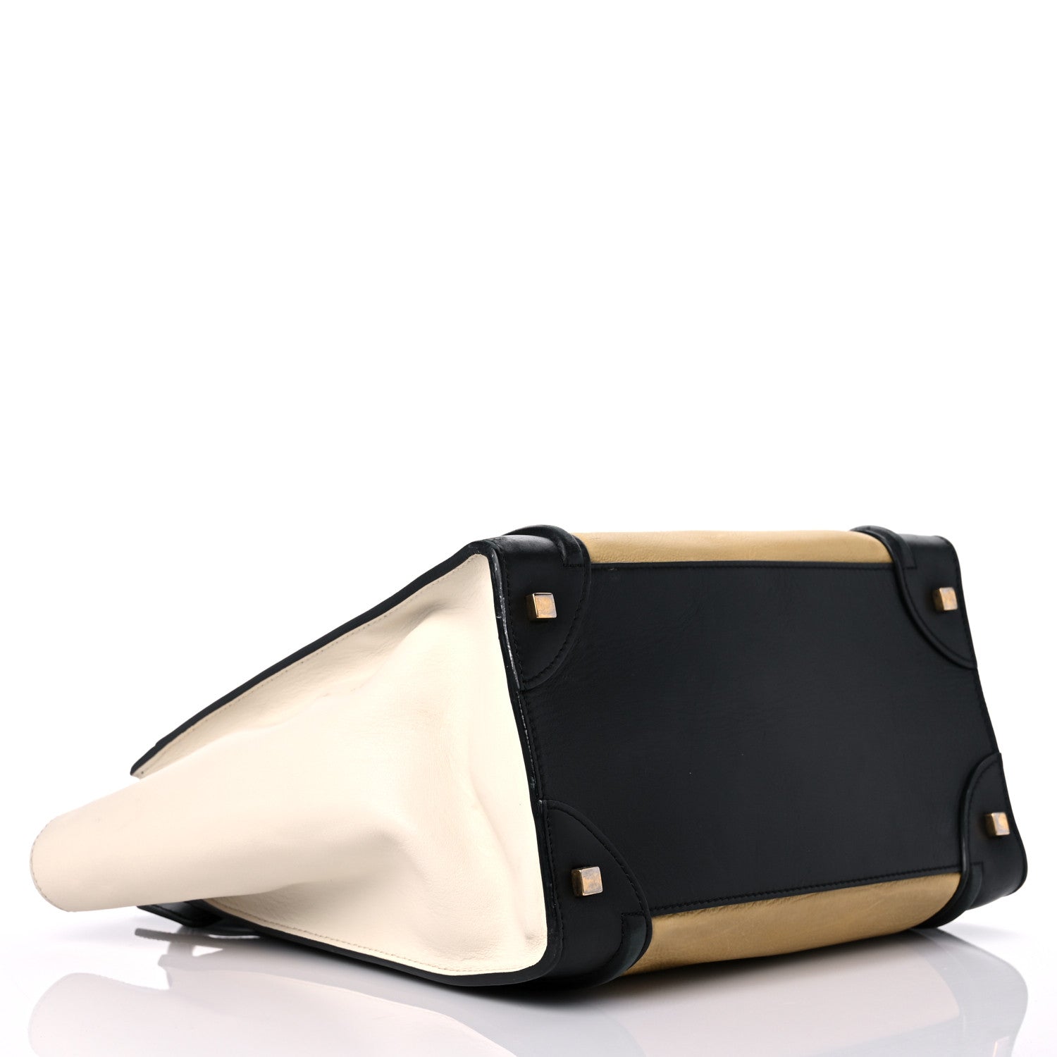 Celine Velluto Calfskin Tri-Color Mini Luggage Vanilla 3 of 37