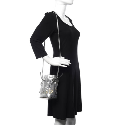 Fendi PVC Vitello Catalan Mirror Sequin F is Fendi FF Mini Mon Tresor Bucket Bag Argento 2 of 9